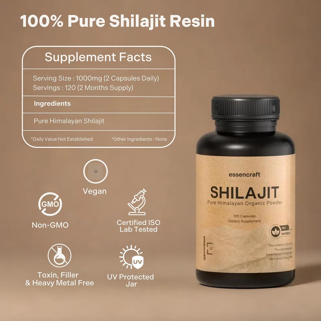 Organi Himalaya Shilaji Resi Extrac 1000m Ma Potency La Teste Pur Shilaji fo Me Women 85 Trac Mineral Fulvi Acid Immun Support Energy Cognition Mont Supply 12 Capsules