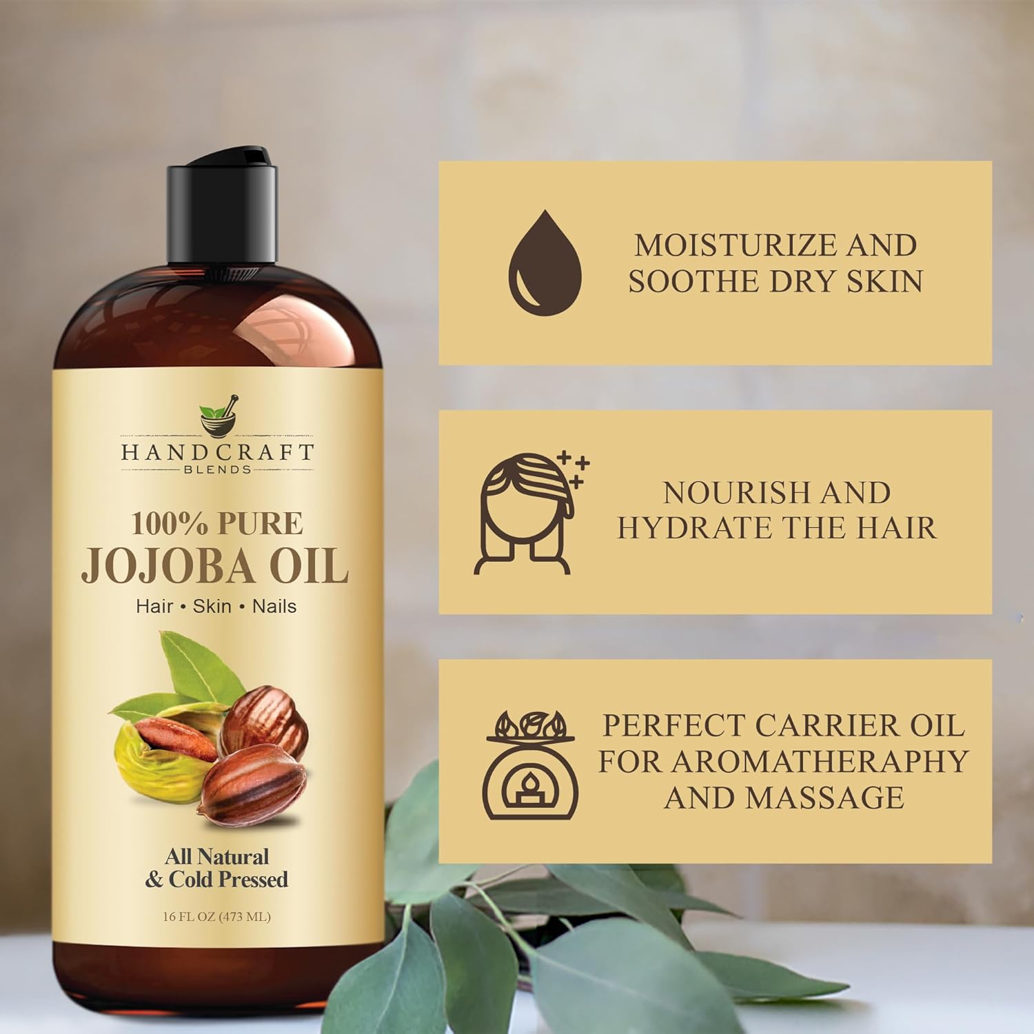 Handcraf Blend Jojob Oi Cold-Presse 1 F O 100 Pur an Natura Premiu Grad Carrie Oi fo Ski an Hai Hai an Bod Massag Hexane-Fre Ayurvedi Ski Care