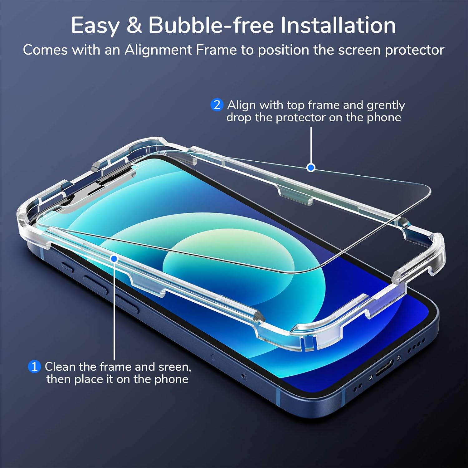 Scree Protecto fo iPhon 12/1 Pro Tempere Glas Fil [Eas Installatio Frame [9 Hardness [Cas friendly [99.99 H Clear [Bubbl Free [Sensitiv Touch fo Appl 6.1inc  Pack