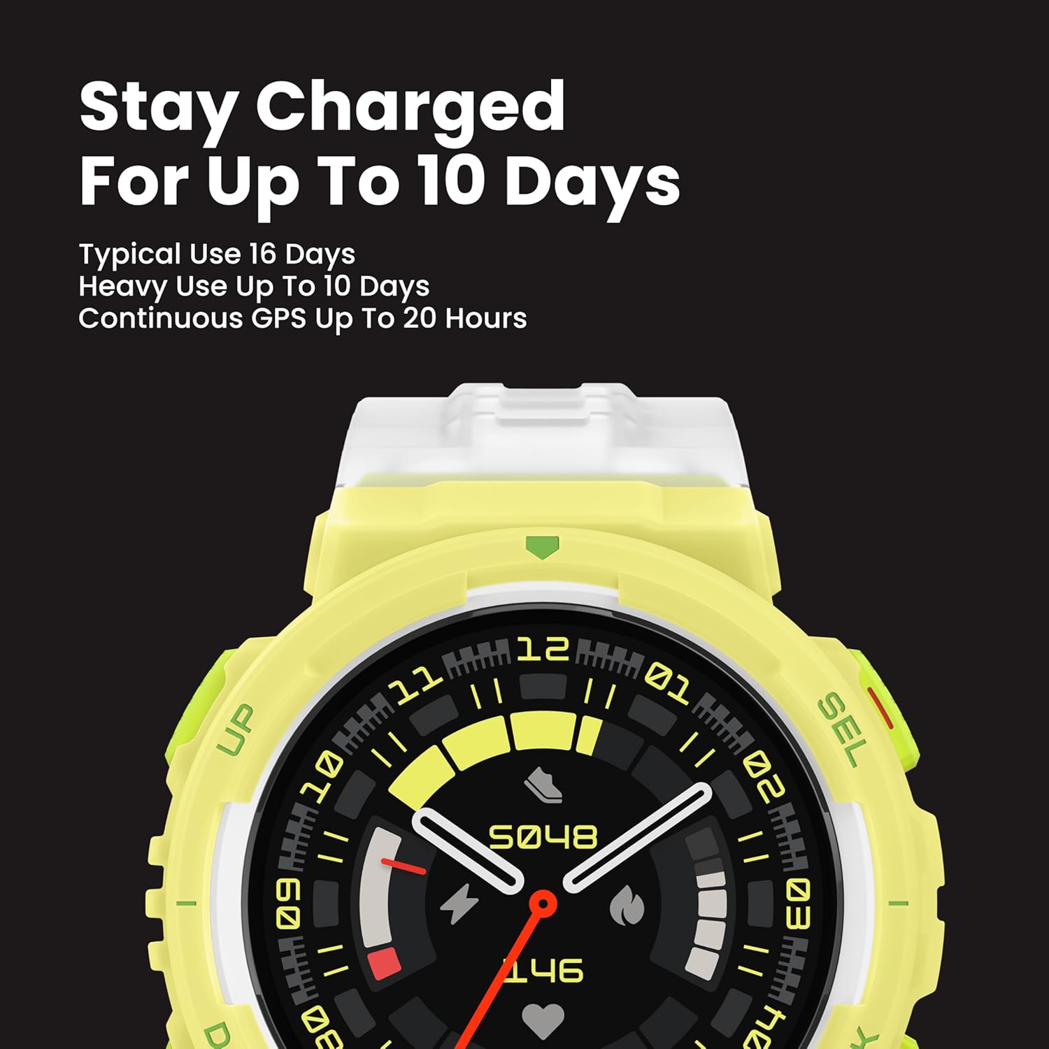 Amazfit Active Edge Smart Watch 46 mm, Rugged Fitness Watch, GPS, AI Health Coach, 16-Day Battery, 130+ Sports Modes, Activity Trackers and Smartwatches Android and iPhone Compatible, Lava Black