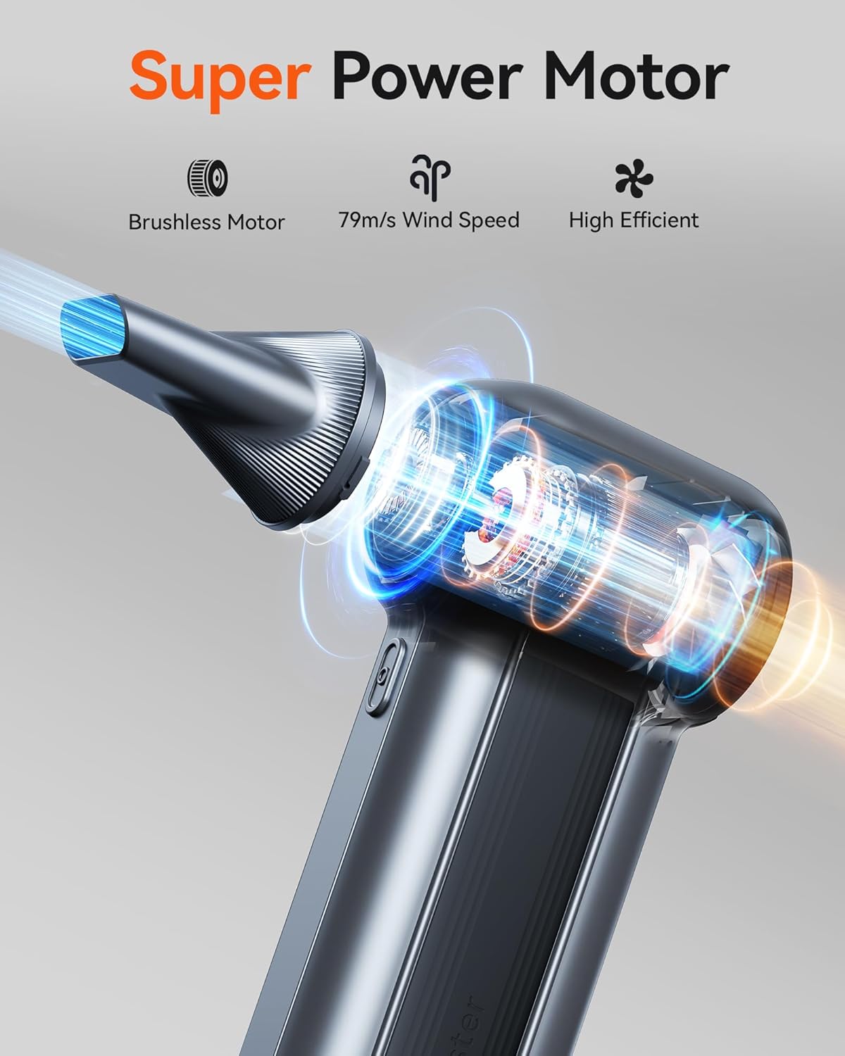 WOLFBO MF10 Electri Ai Duster-150000RP Supe Powe Cordles Ai Duster Rechargeabl Brushles Moto Durabl Blower 3-Gea Adjustabl Dus Blowe fo Computer Keyboard Outdoor Hous an Car