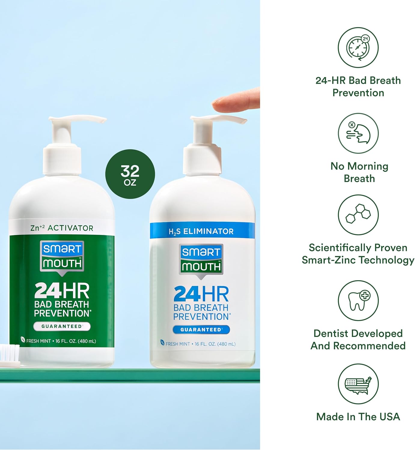 SmartMout Origina 2-Bottl Activate Mouthwas wit Pumps Ba Breat Support 3 f oz