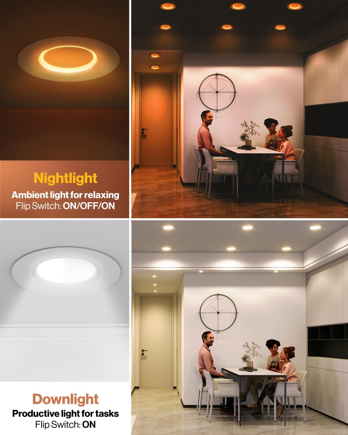 Sunco 12 Pack 5CCT LED Recessed Lighting 4 Inch with Night Light, 2700K/3000K/4000K/5000K/6000K Selectable, Dimmable Lights, 8W, 700LM, Damp Rated, Retrofit Installation - ETL.