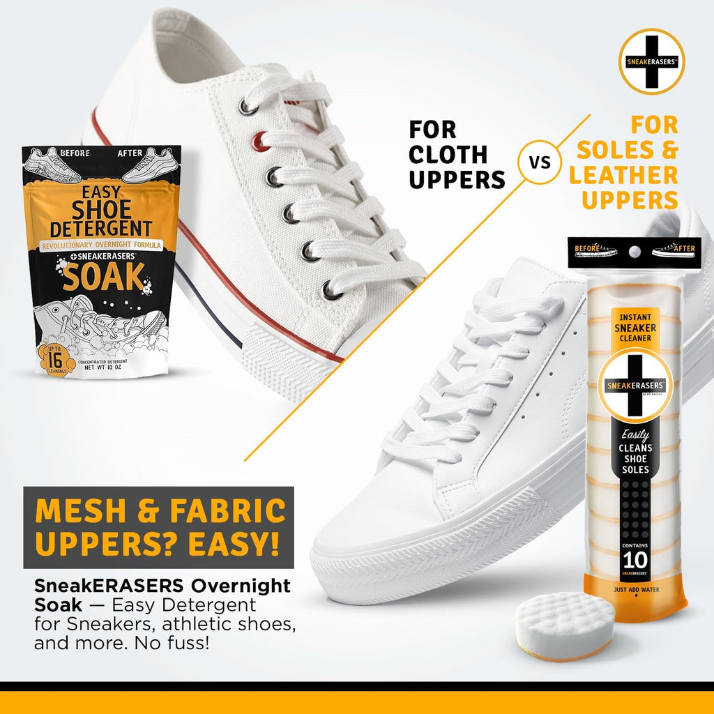 SneakERASERS Sole Sneaker Cleaner, Premium Shoe Cleaner for Sneakers, Dual-Sided Sponges, Effective for Tennis Shoes Women Men Sneakers, Gentle Rub Design Cleaner Kit, 20 Pack