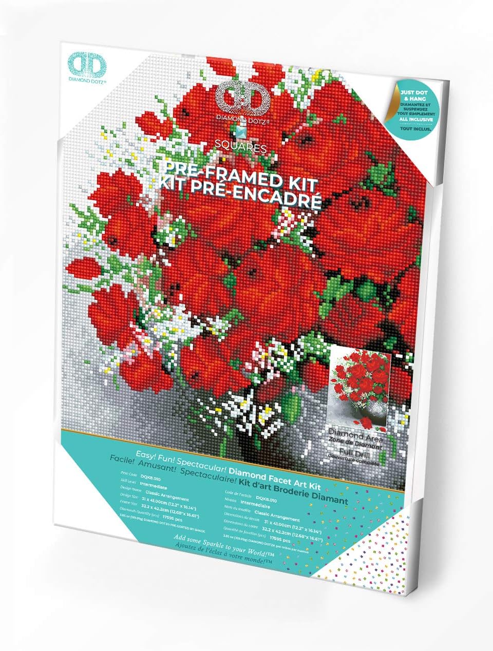 DIAMON DOT Classi Arrangemen Pre-Frame Ki Flowe Diamon Paintin Kit fo Adult Diamon Ar Kit Relaxin Creativ Craf Ki wit Dot Gem 12.2inchx16.1inch