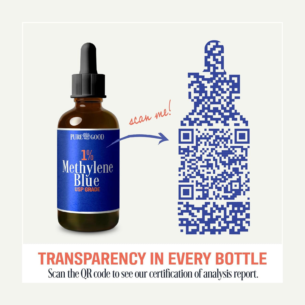Methylen Blu 1 Solutio (1 Pack 2o US Pharmaceutica Grad Drops 99.99 Pure Third-Part Teste fo Purity Mad i USA