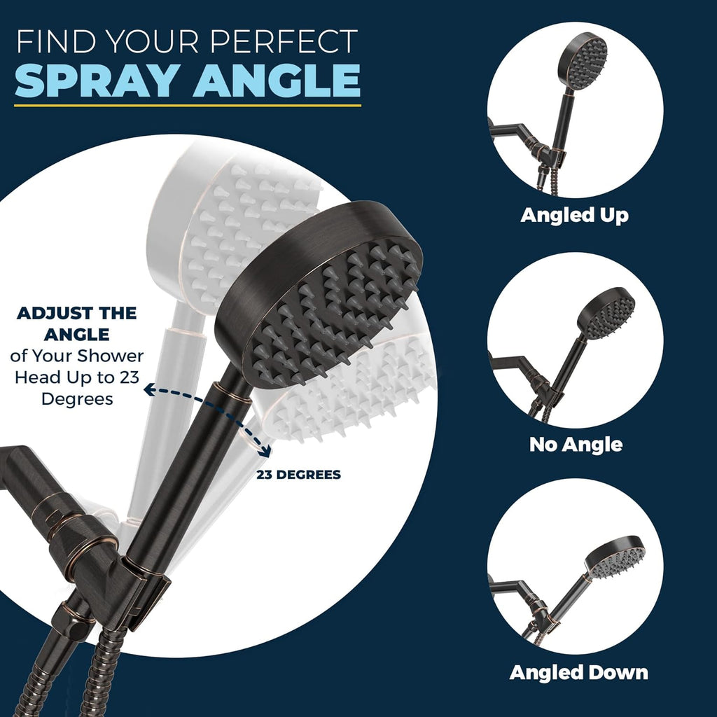 HammerHead Showers Solid Metal Handheld Showerhead Holder, Adjustable Wand Holder with Universal Wall Hook Bracket and Brass Pivot Ball, Oil Rubbed Bronze