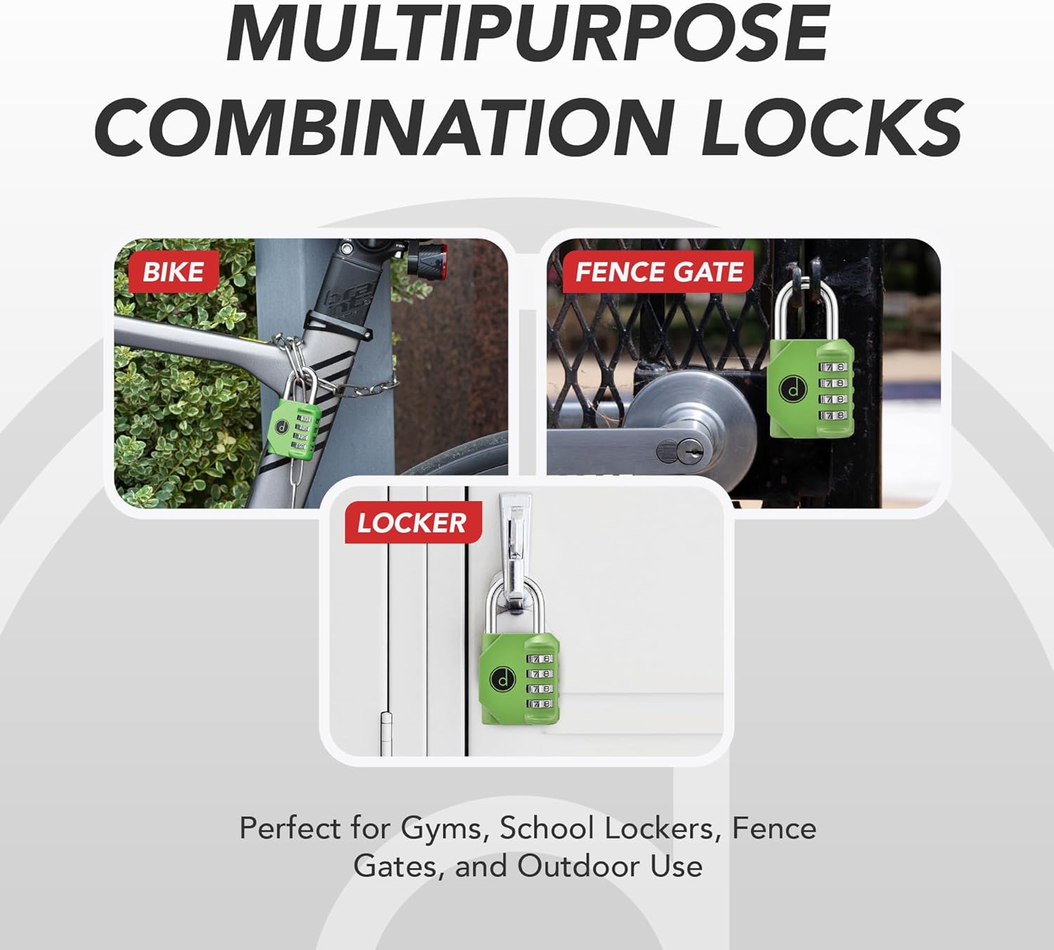 4 Digit Combination Locks 2 Pack - Weatherproof Padlock with Code - Combination Lock for Locker, Gym, Outdoor Gate, Storage Shed, Fence Gate Bike Lock - Keyless, Easy to Set, Reset - New Green
