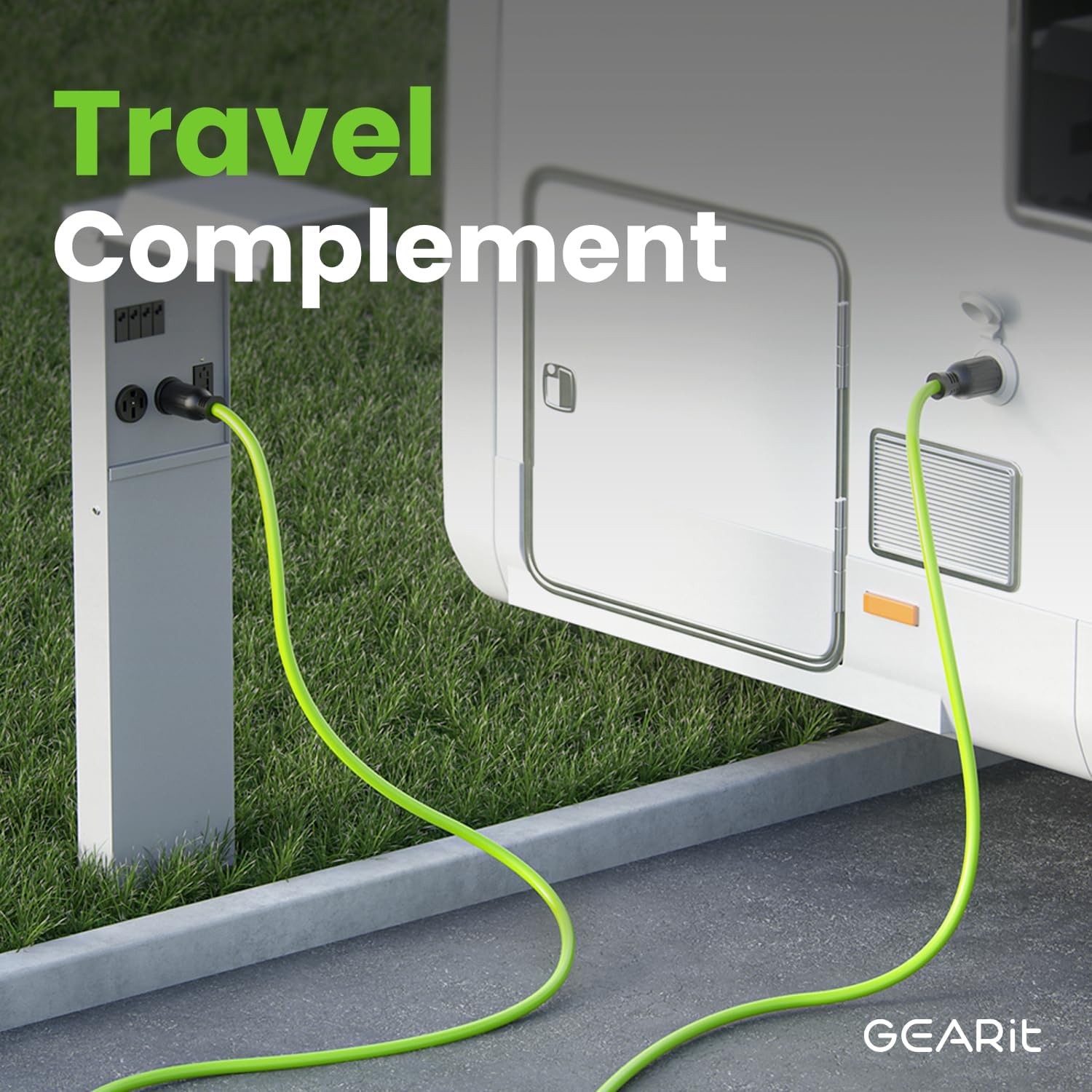 GEARit 30-Amp Generator Extension Cord, 120/250-Volt, 4-Prong, 7500W, NEMA L14-30P/L L14-30R, 10 Gauge SJTW Locking Power Cord for Manual Transfer Switch, Portable Generator Power Outage, 10 Ft, Green
