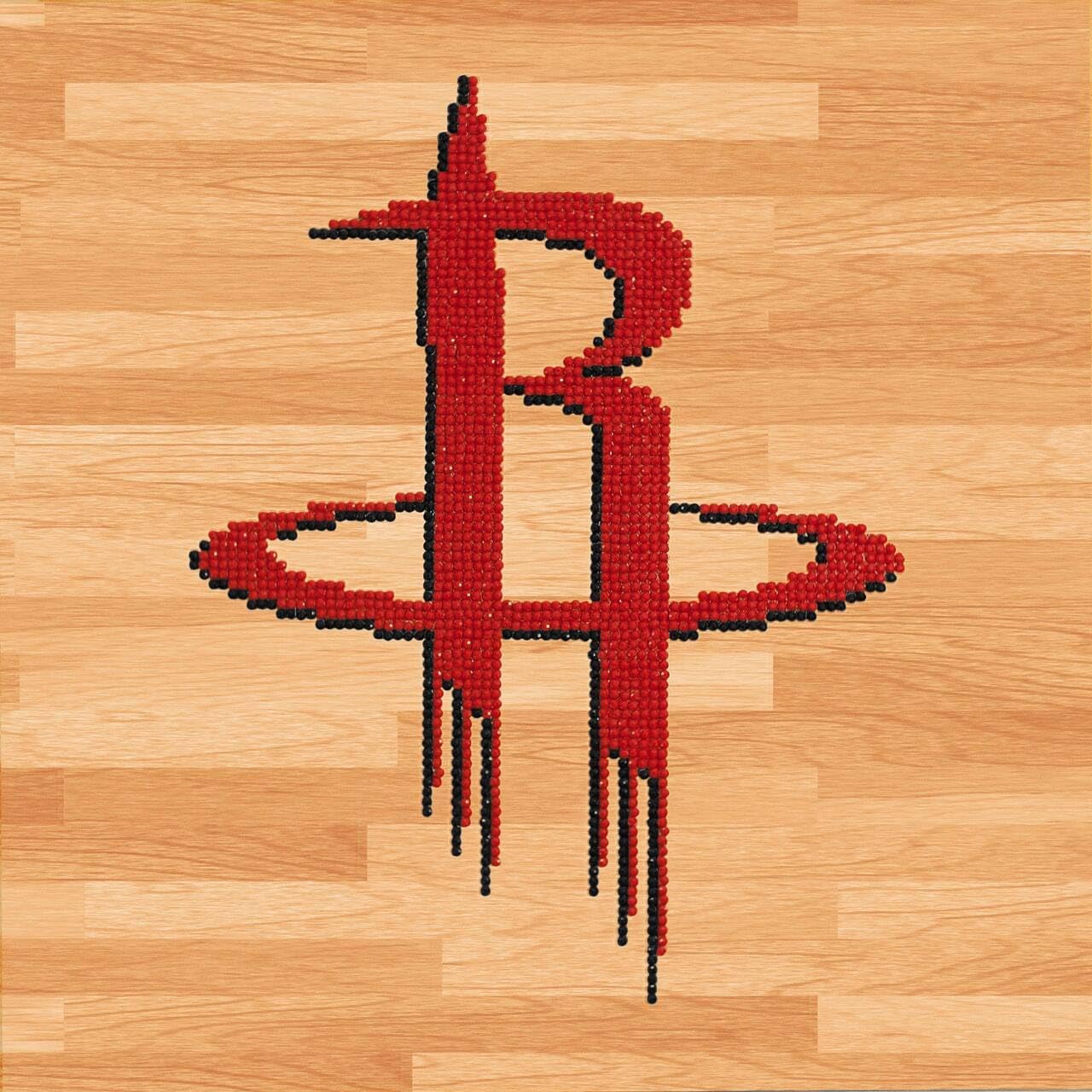 DIAMON DOT NB Housto Rocket Basketbal Diamon Paintin Kit fo Adult Diamon Ar Kit Relaxin Creativ Craf Ki wit Dot Gem 12.6inchx12.6inch