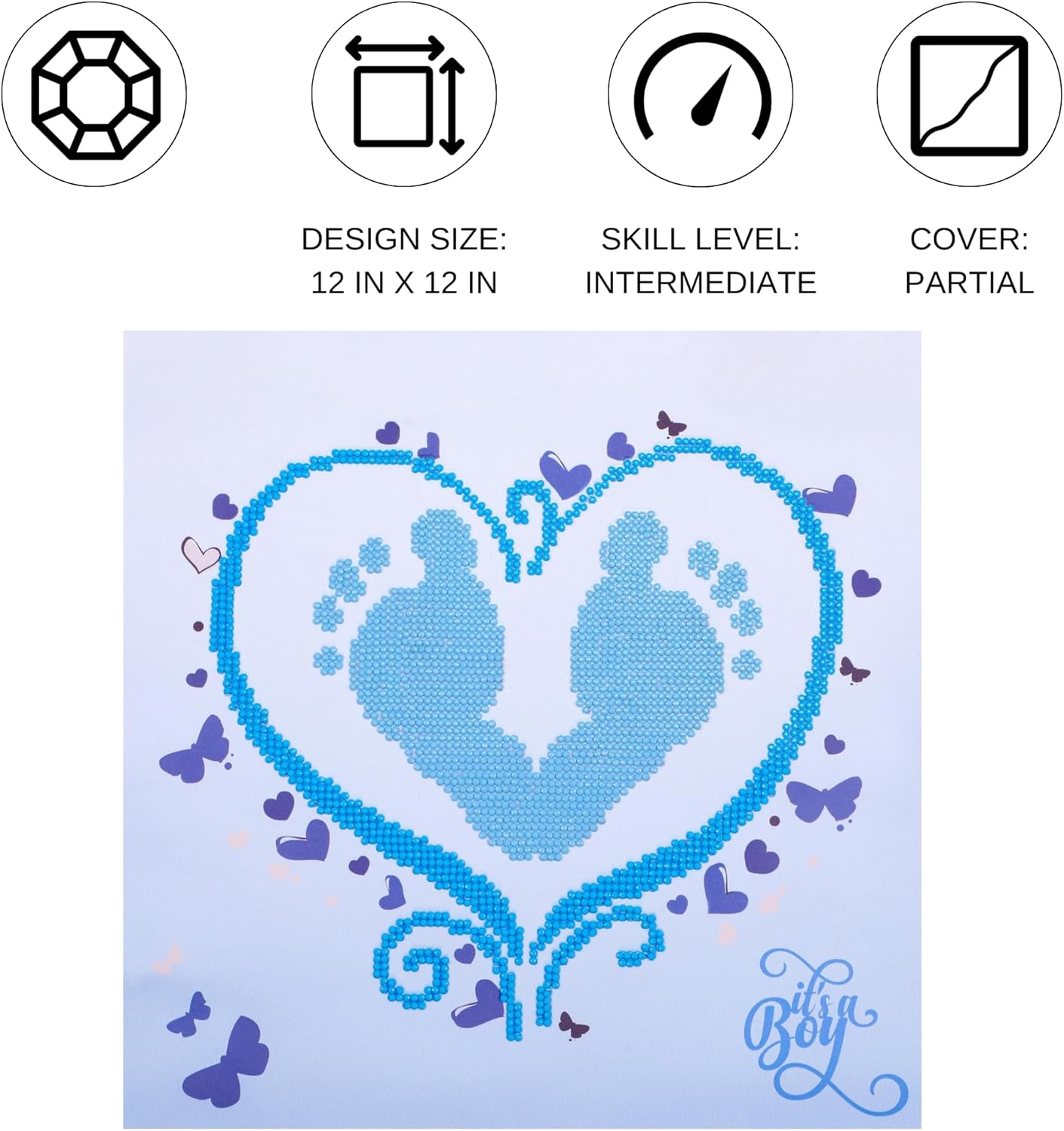 DIAMON DOT a Hom It' Boy Partia Drill Roun Dotz Diamon Paintin Kits Diamon Ar Kit fo Adults Bab Diamon Painting Diamon Art 12inchx12inch