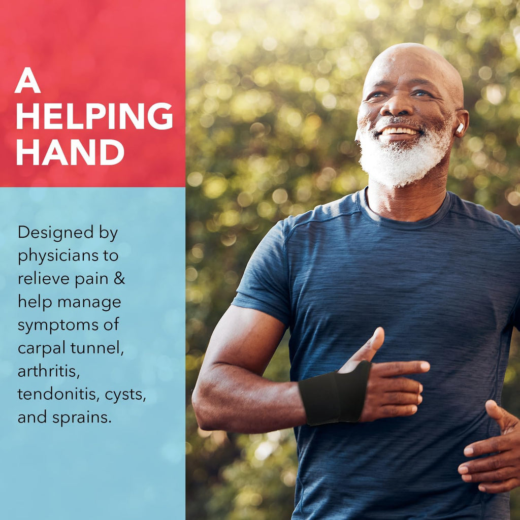Dr. Arthritis Essentials Wrist Brace for Support & Pain Relief ¨C Adjustable Wrist Wraps for Stability & Comfort ¨C Ideal for Recovery, Work, Sports, and Everyday Use (Black Single)