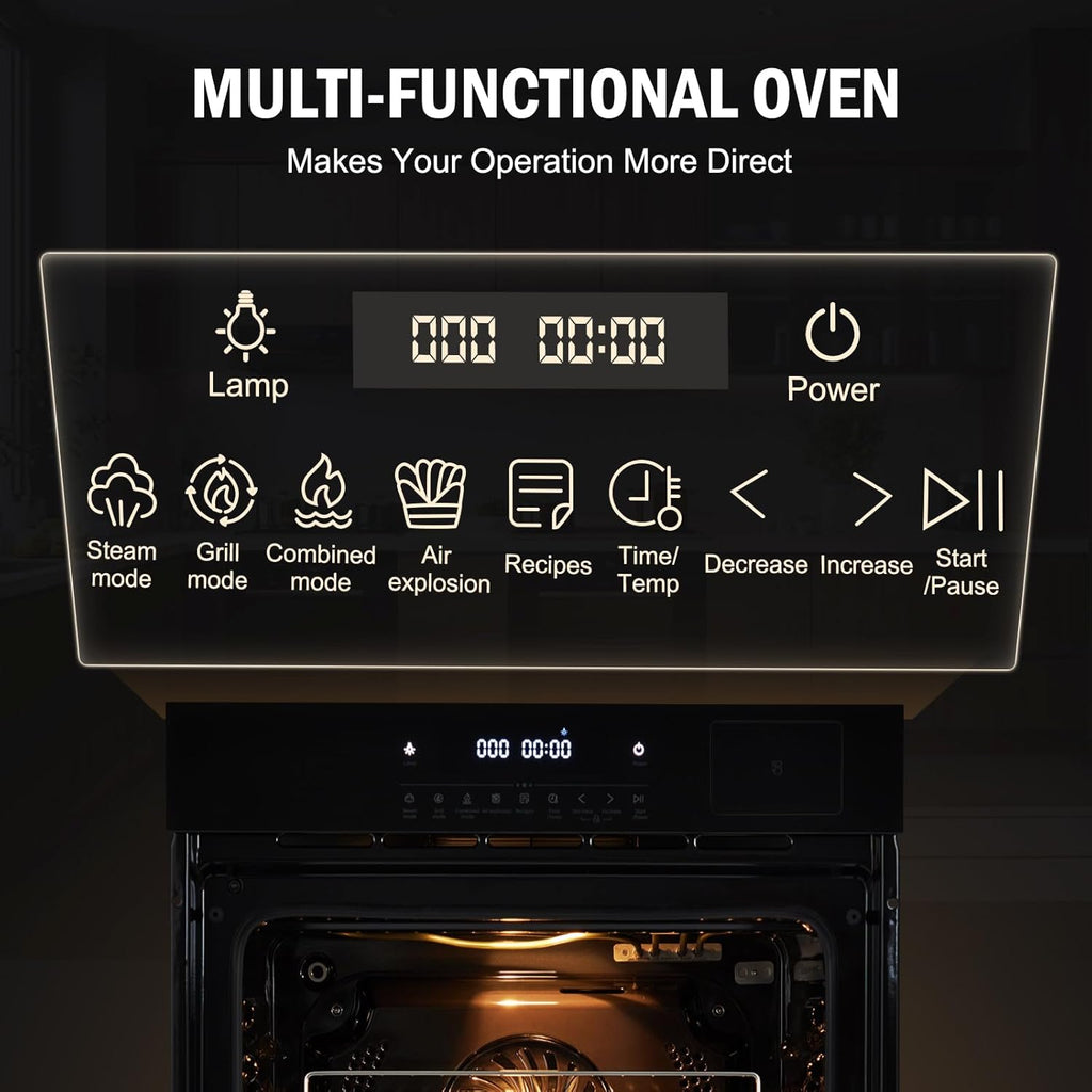 2 i Electri Singl Wal Oven 300 w 240V 2.5Cu.f Built-i Electri Convectio Oven Bakin Modes wit Timer Safet Lock 3 Surroun Heating Ai Fryin Function