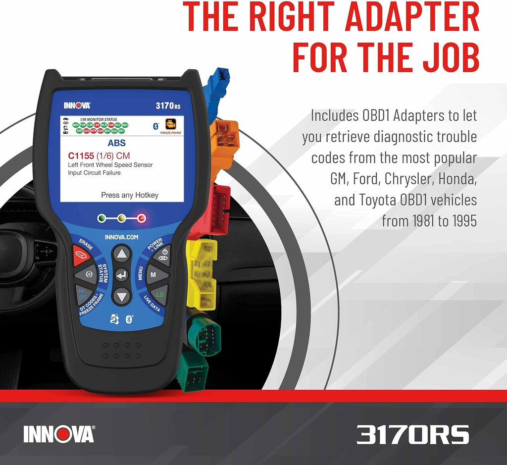 INNOV 3170R OBD OBD Scanner AB Bleede Sca Tool OBD Diagnostic Calipe Service Brak Pa Life Read/Eras ABS/SR Codes Rese Oi Light Liv Data Update Included