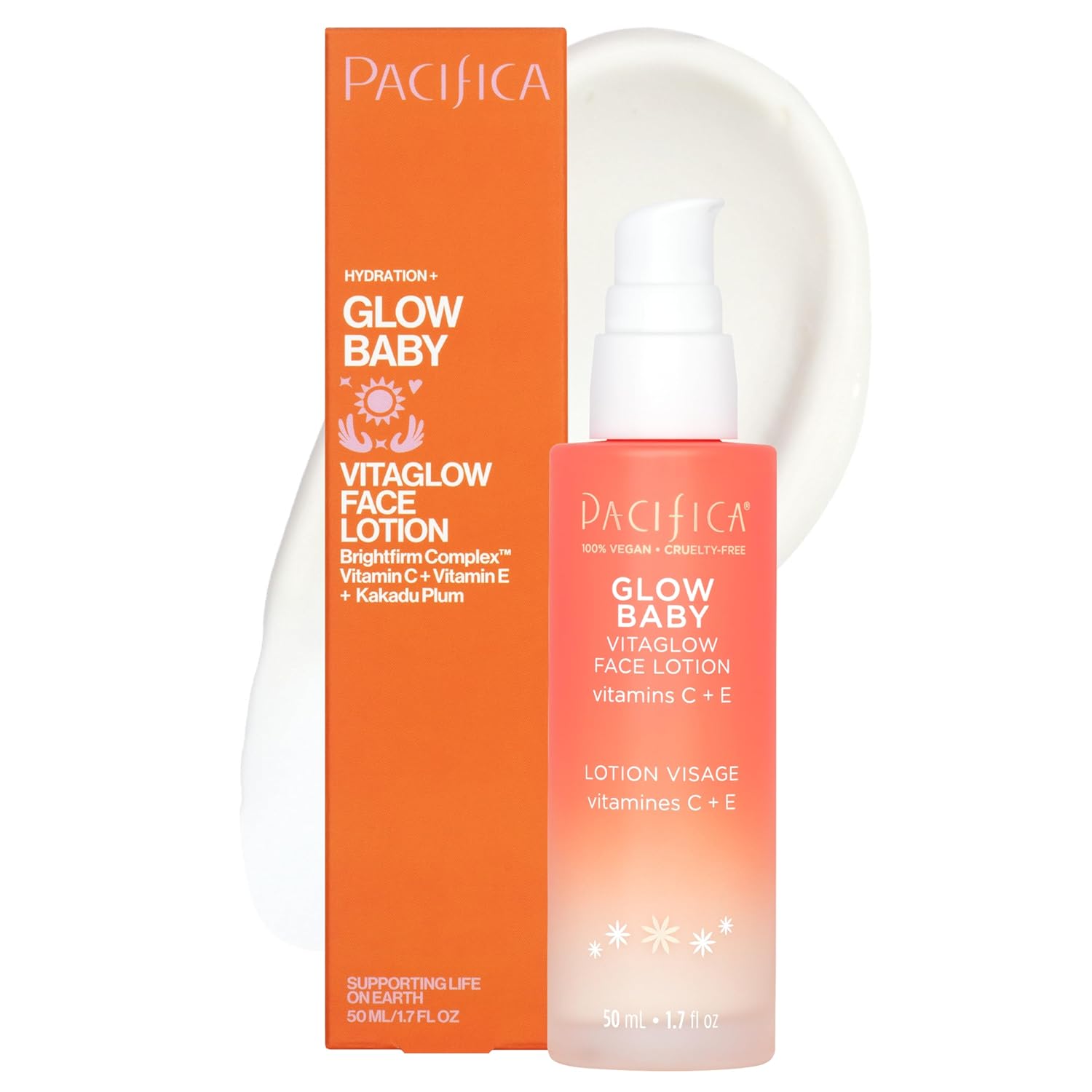 Pacific Beaut Glo Bab VitaGlo Fac Lotio an Brightenin Fac Was Set Skincare Vitami an E AHA Exfoliator Cleanser Hydrating Moisturizer Vegan 1. f o an f o (Se o 2)