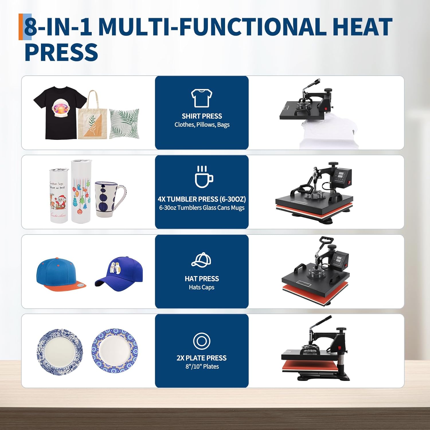1 i Hea Pres Machin 1 i x1 i wit 3 o Tumble Attachment Slide-Ou Drawe 360 Swin Awa Industria Qualit Sublimatio Pres fo T-Shirts Tumblers Mugs Hat Plates