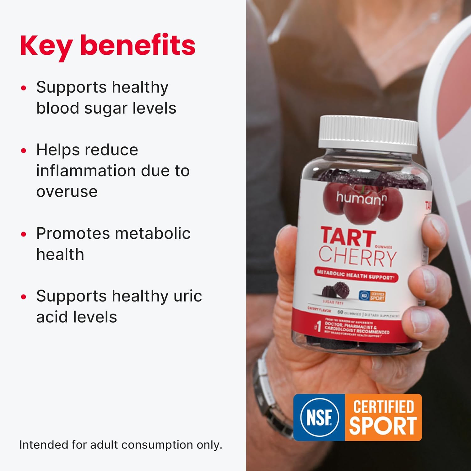 Human Tar Cherr Gummie Uri Acid Immunity Inflammatio Metaboli Healt Suppor NS Certifie Sport Powerfu Antioxidan Non-GM fro Make o SuperBeet 6 Sugar-Fre Vega Gummy