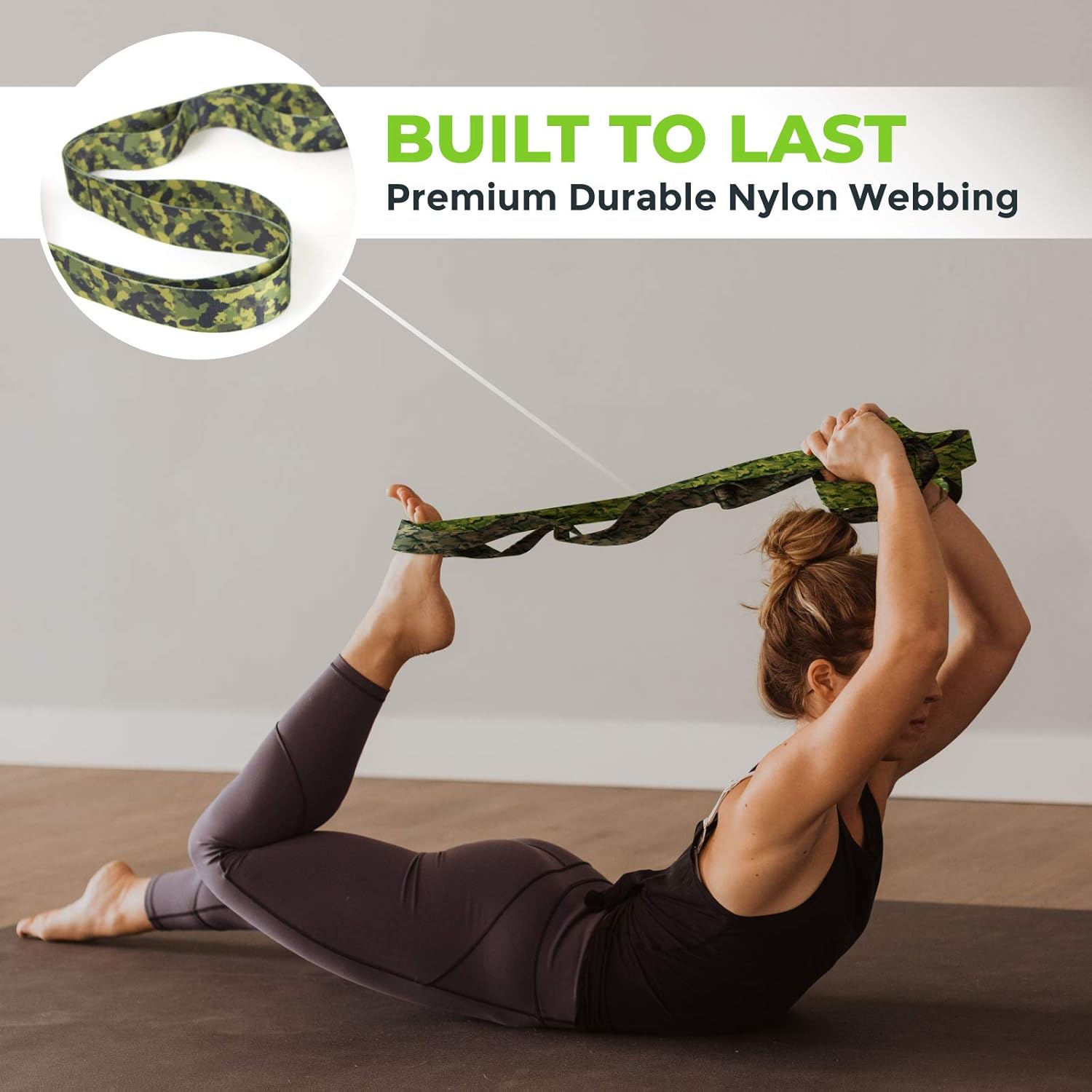 Gradient Fitness Stretching Strap for Physical Therapy, 12 Multi-Loop Stretch Strap 1.5inch W x 8' L, Neoprene Handles, Physical Therapy Equipment, Yoga Straps for Stretching, Leg Stretcher.