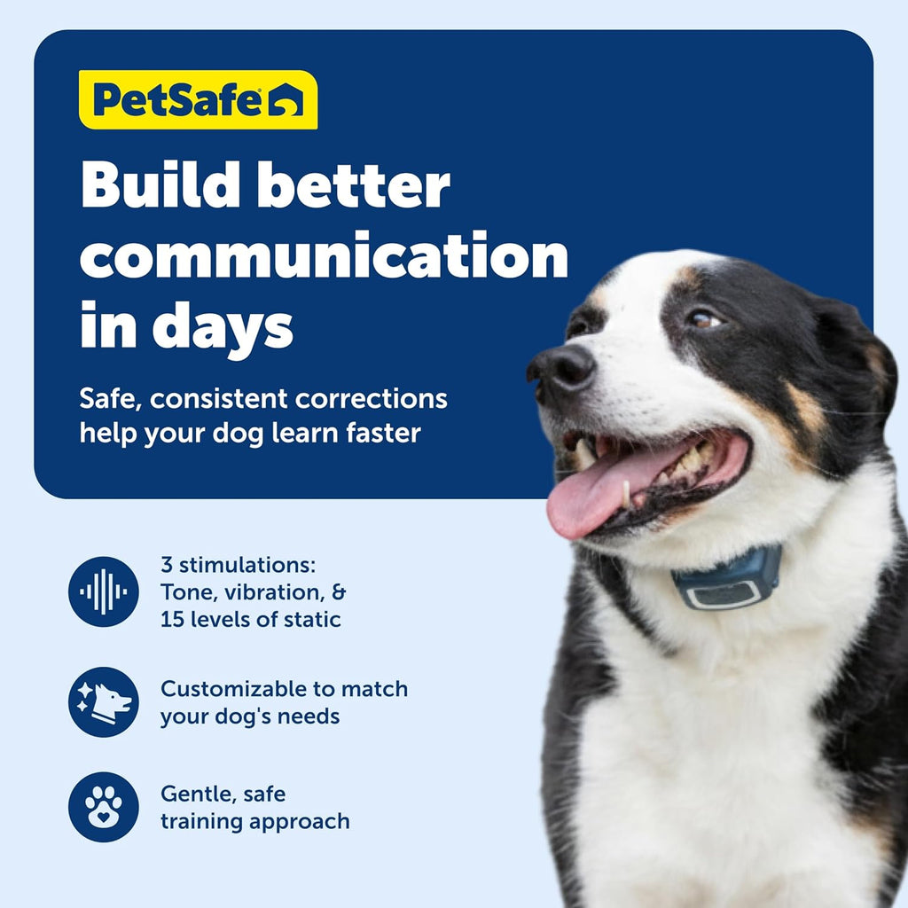 PetSafe 600 Yard Remote Training Collar ¨C Choose from Tone, Vibration, or 15 Levels of Static Stimulation ¨C Medium Range Option for Training Off Leash Dogs ¨C Waterproof and Durable ¨C Rechargeable