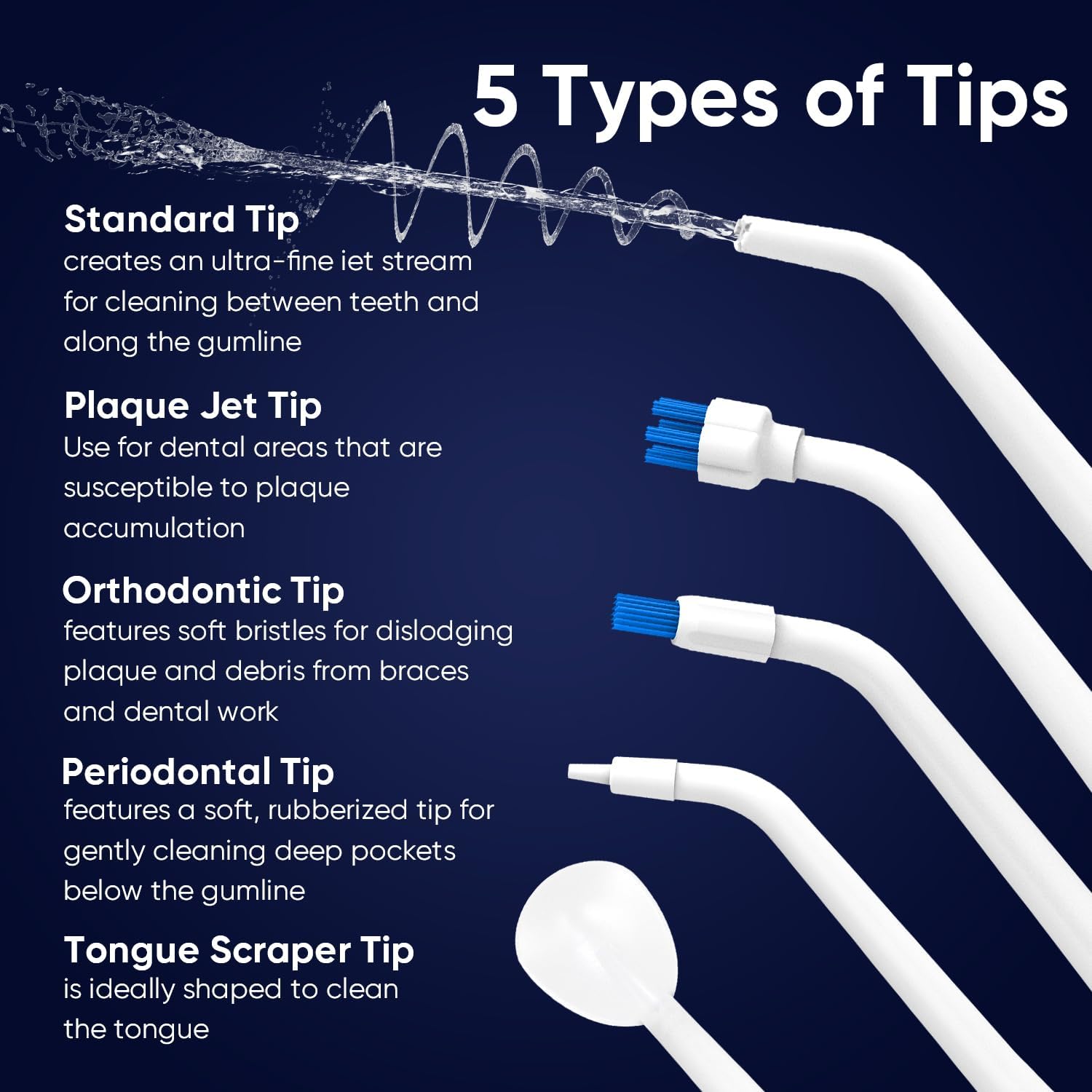 MySmile LP211 Cordless Water Flossers, Portable Rechargeable Oral Irrigator for Teeth Cleaning, 5 Cleaning Modes, IPX7 Waterproof, 8 Replacement Tips and a Storage Pouch (Pearl White)