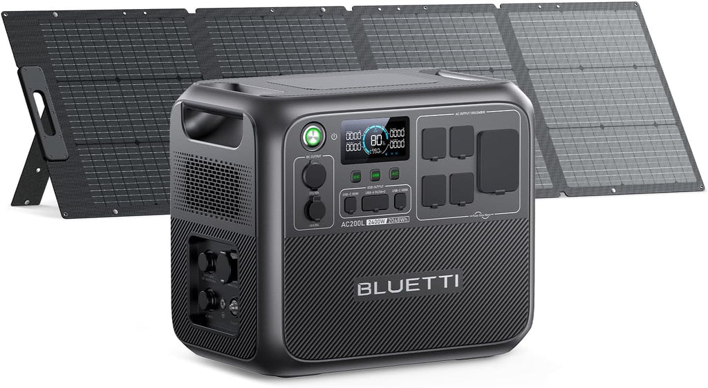 BLUETT AC200 Sola Generato Kit 200 Sola Pane (Ship Separately Included 2048W LiFePO Batter Backu w 2400 A Outlets 3600 Powe Lifting Portabl Powe Statio fo Camping Hom Use