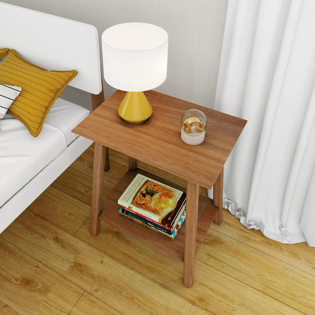 Max & Lily Nightstand, Mid-Century Modern Solid Wood Nightstand, Side Table Storage for Bedroom, Kids Bedside Table, Pecan