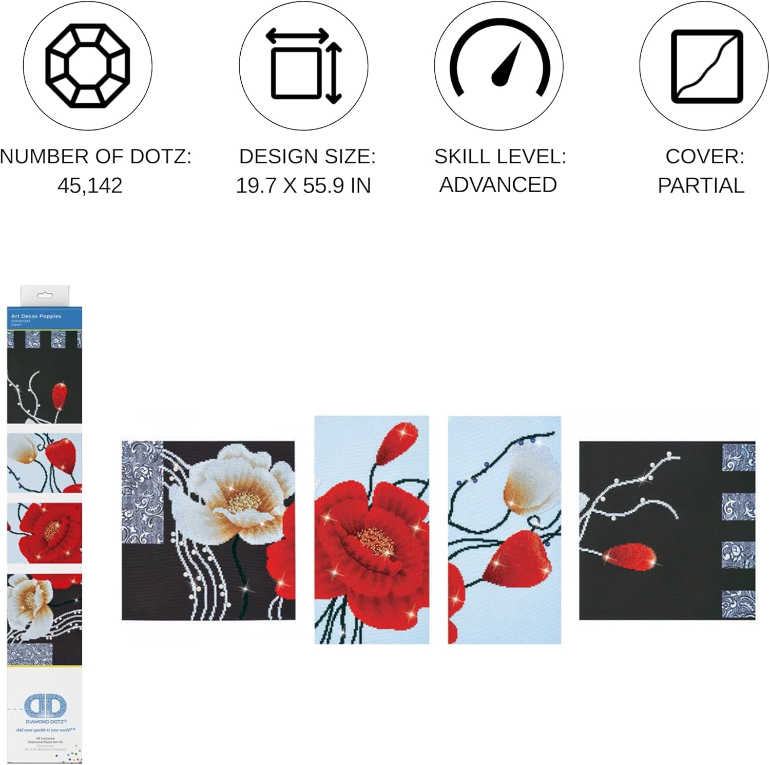 DIAMON DOT Dec Poppie Flora Diamon Paintin Kit fo Adult Diamon Ar Kit Relaxin Creativ Craf Ki wit Dot Gem 19.7inchx55.9inch