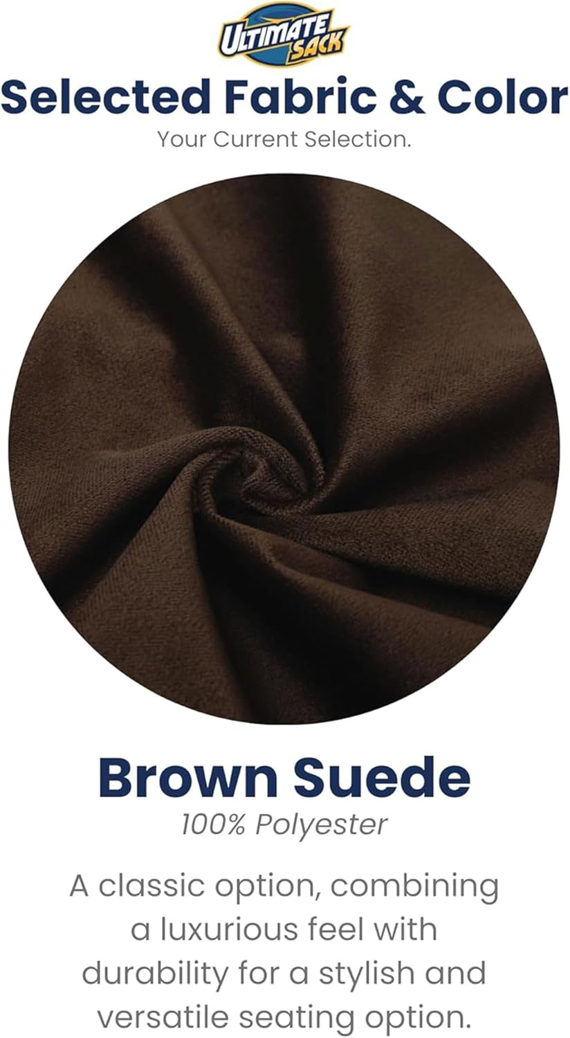 ULTIMATE SACK 6ft Bean Bag Chair Footstool, Oversize Bean Bag Chair for Adults, Comfy Chair Bean Bag Couch Lounge Sofa Loveseat Furniture | Brown Suede