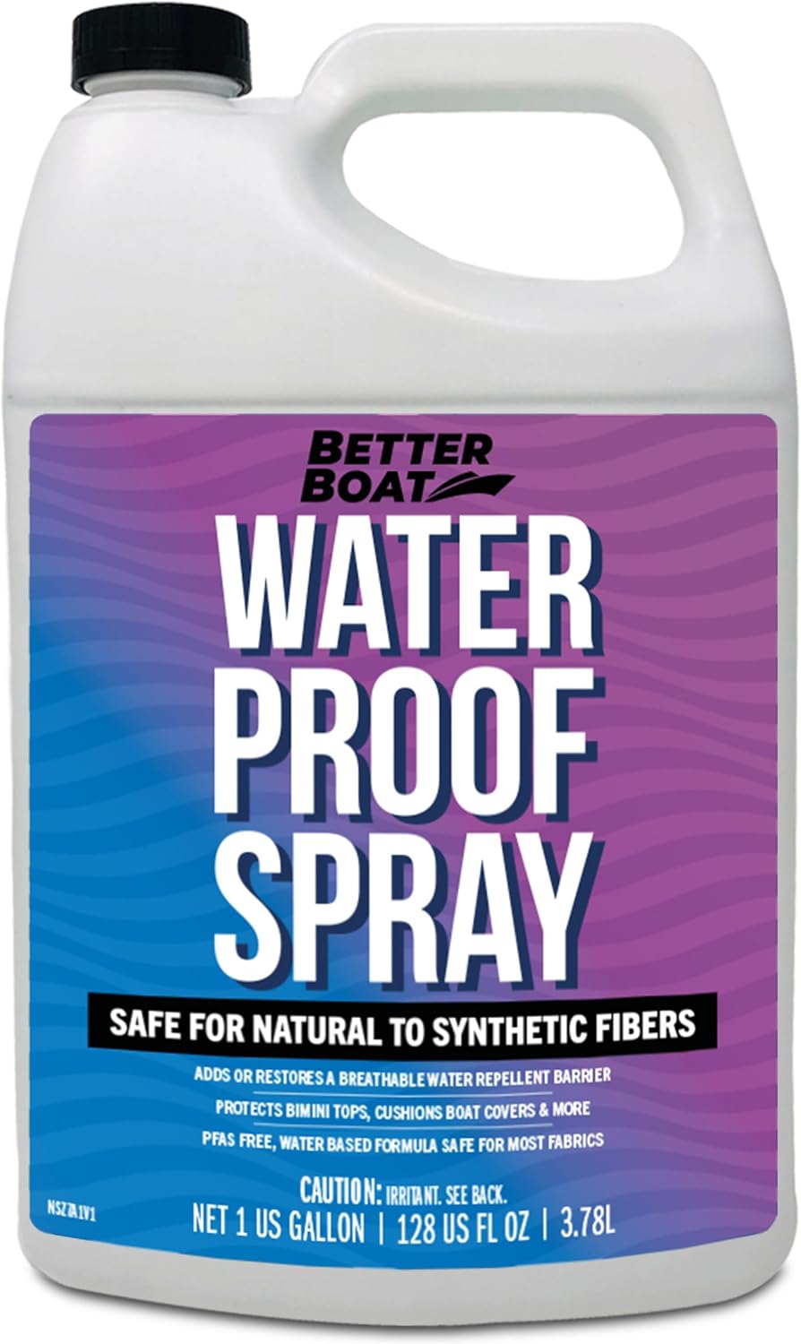Fabric Waterproof Spray, 1 Gallon Heavy Duty Waterproofing Protector and Water Proof Repellent for Outdoor Marine Canvas, Boat Tops, Vinyl Seats, Tents, Clothing, Boots, Jackets, and Clothes