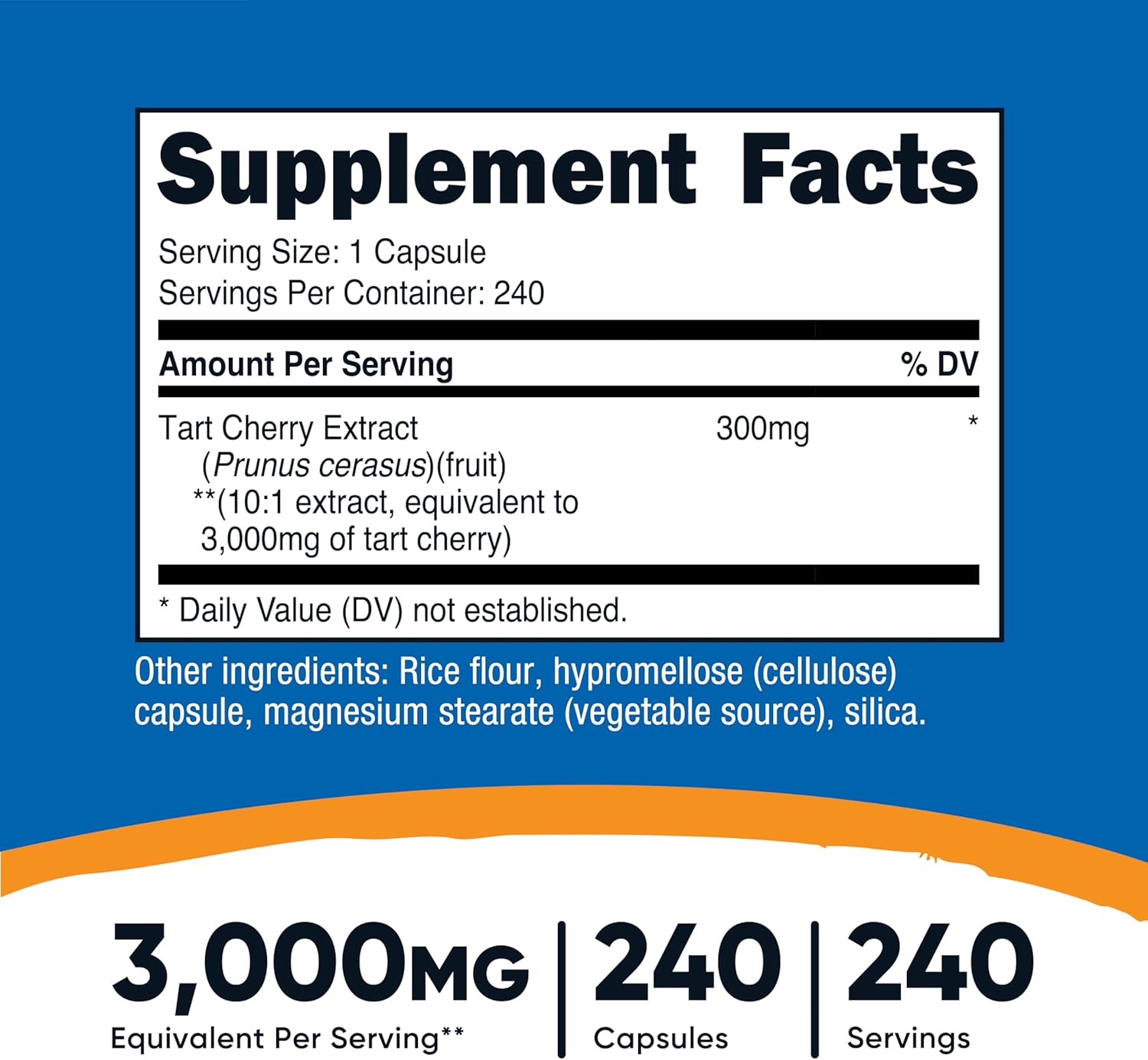 Nutricost Tart Cherry Extract 3000mg Equivalent (from 300mg of 10:1 Extract), 240 Vegetarian Capsules - Gluten Free, Non-GMO