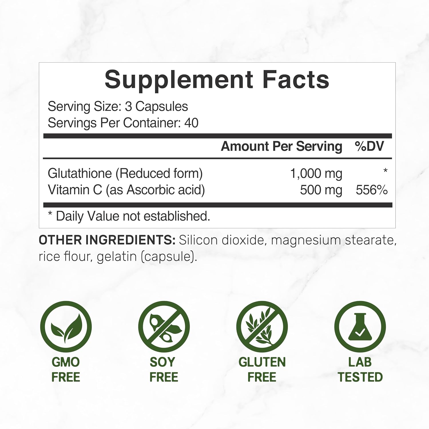Glutathion Supplemen 1,000m Pe Serving 98 Purit Plu Vitami 500mg Activ Reduce For (GSH Intracellula Antioxidan Support Detoxificatio Immun Health