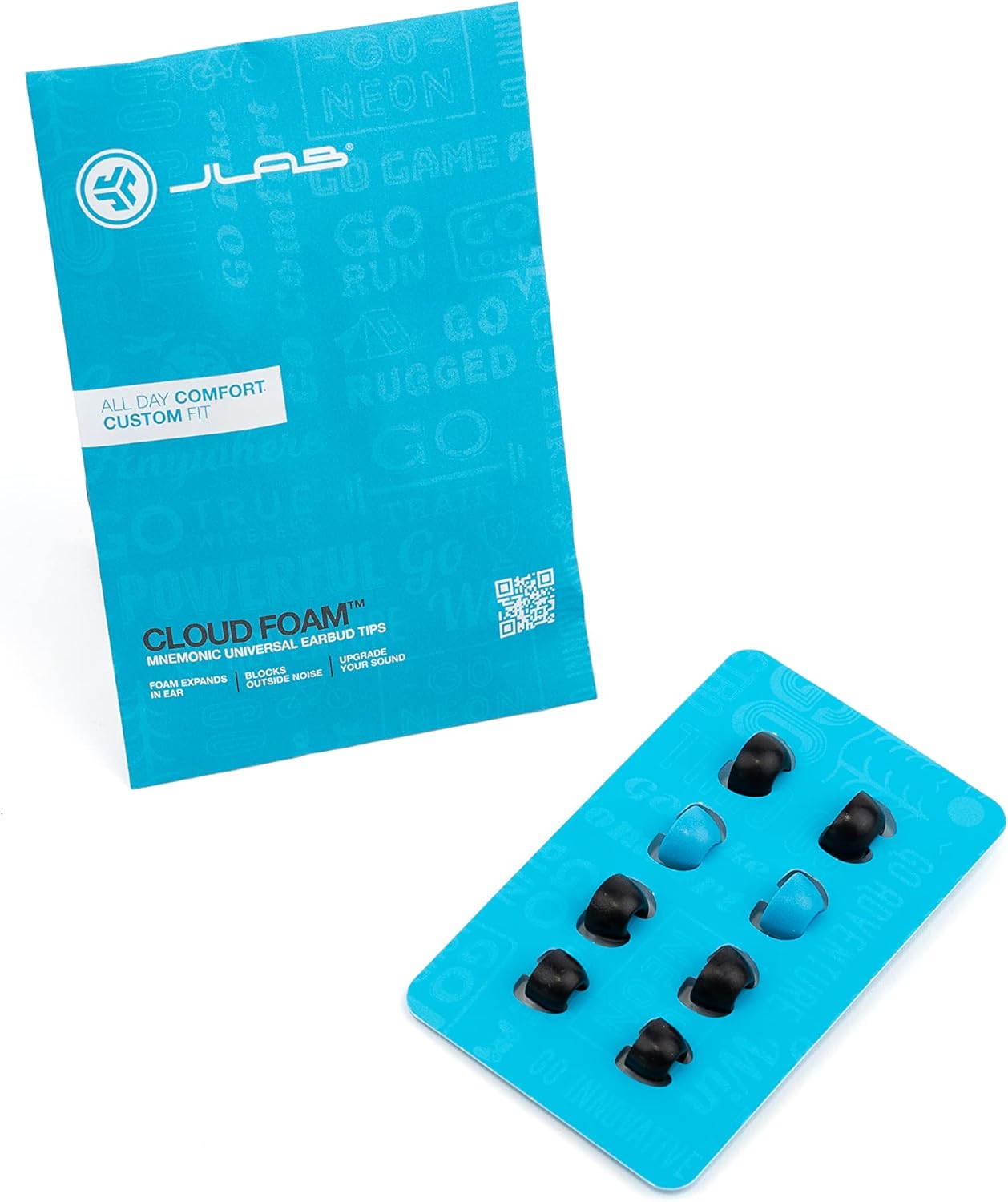 JLa Clou Foa Mnemoni Earbu Tips Pair o Custo Fi Universa Tips Memor Clou Foam Black/Blue