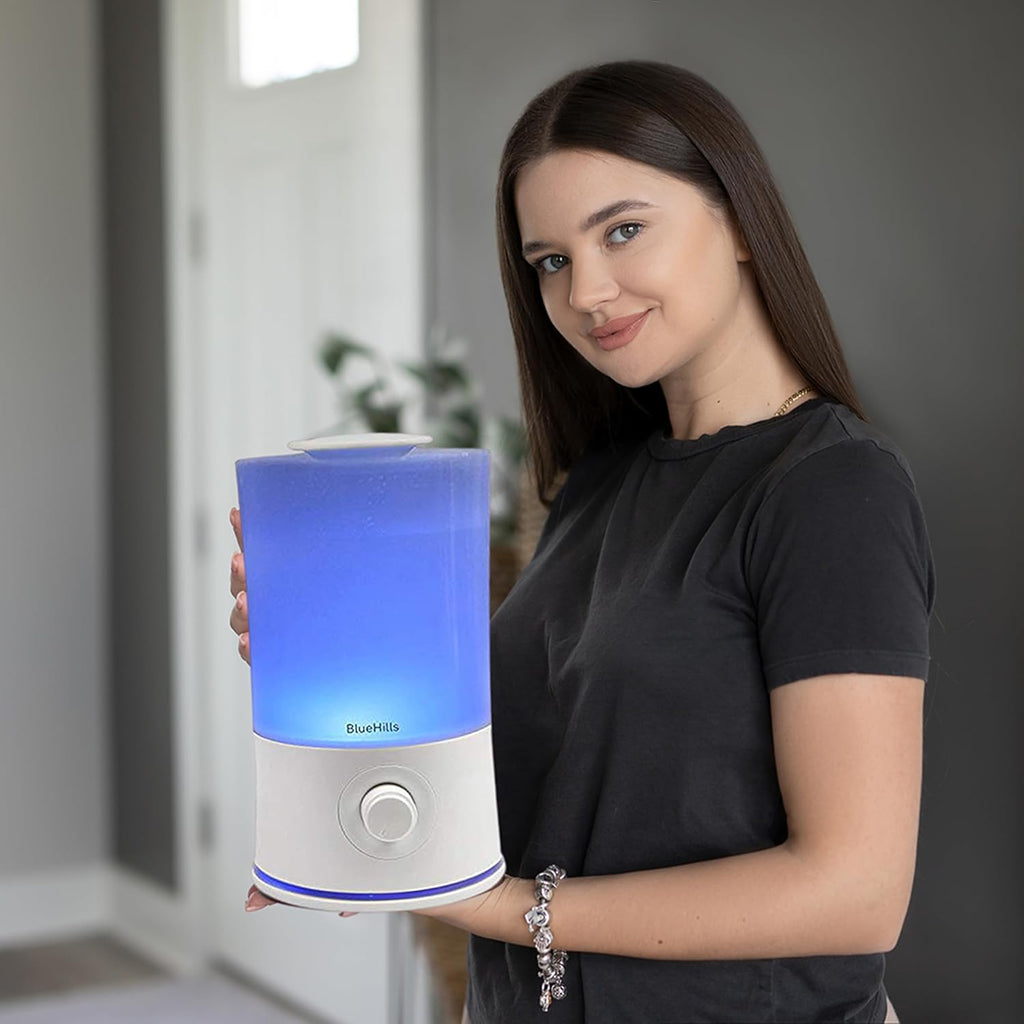 BlueHills Premium 2000 ML XL Large Essential Oil Diffuser Aromatherapy Humidifier for Large Room Home 40 Hour Run Huge Coverage Area 2 Liter Extra Large Capacity Huge Diffuser High Mist White E001