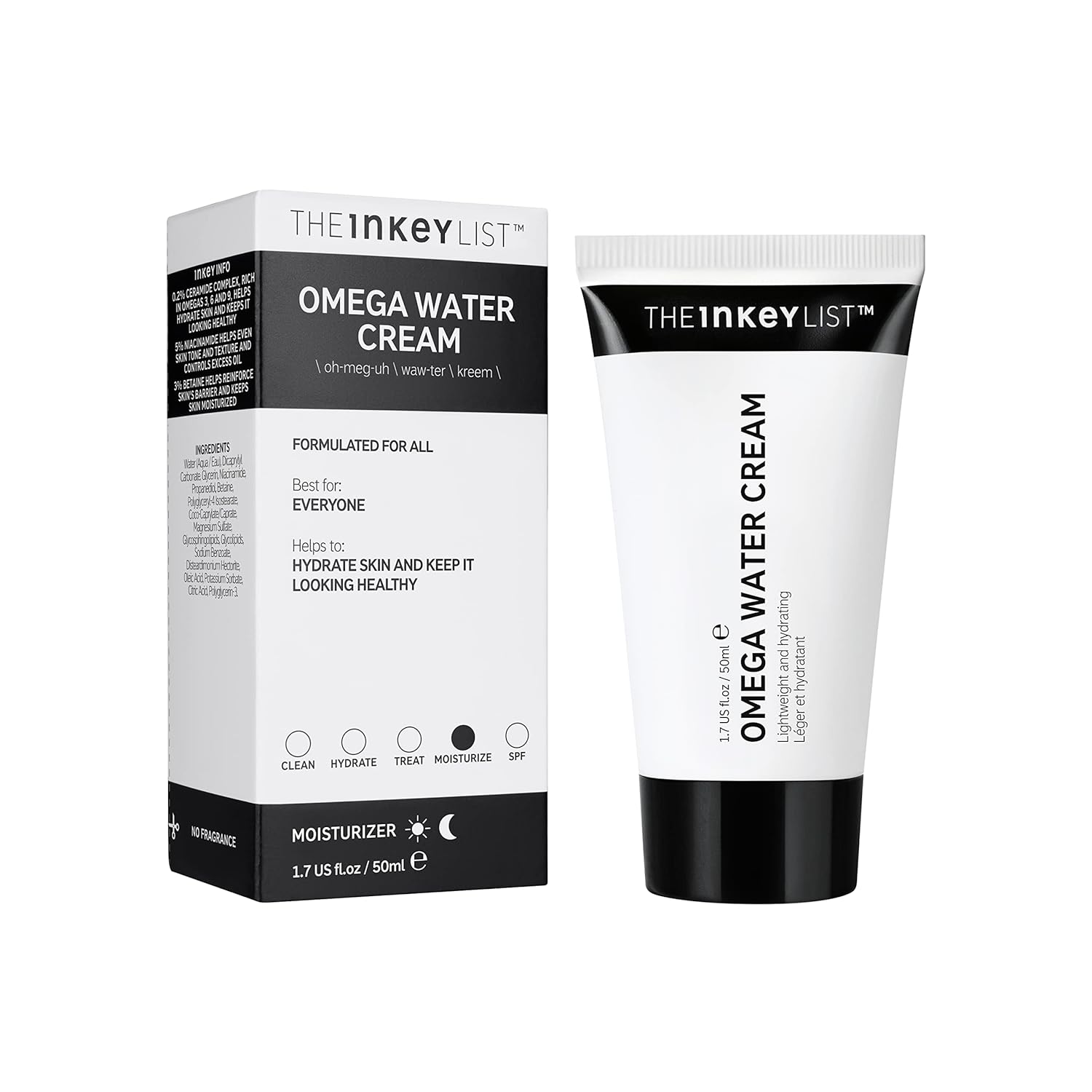 Th INKE Lis Omeg Wate Crea 1.6 f oz/50ml Oil-Fre Fac Moisturiser Lightweigh Gel Vega Friendl Skincare Suitabl Fo Blemis Pron Skin