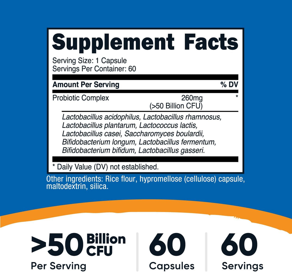 Nutricos Probioti Comple 5 Billio CFU 6 Capsule Probioti fo Me an Wome Vegetaria Capsules Non-GMO Glute Free