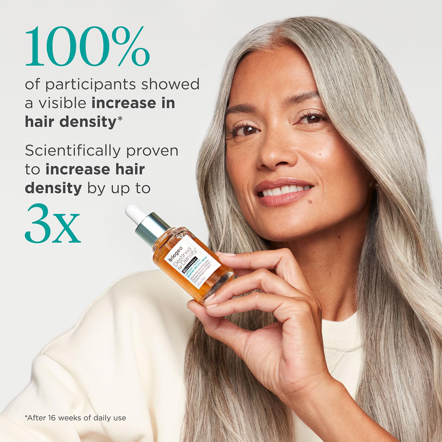 Brioge Destine Fo Densit MegaStrength Caffein Bioti Peptid Densit Serum Increase Hai Thicknes an Volume Fast-Absorbin Non-Greasy Fragrance-Free Vegan Cruelty-Free 1. f oz