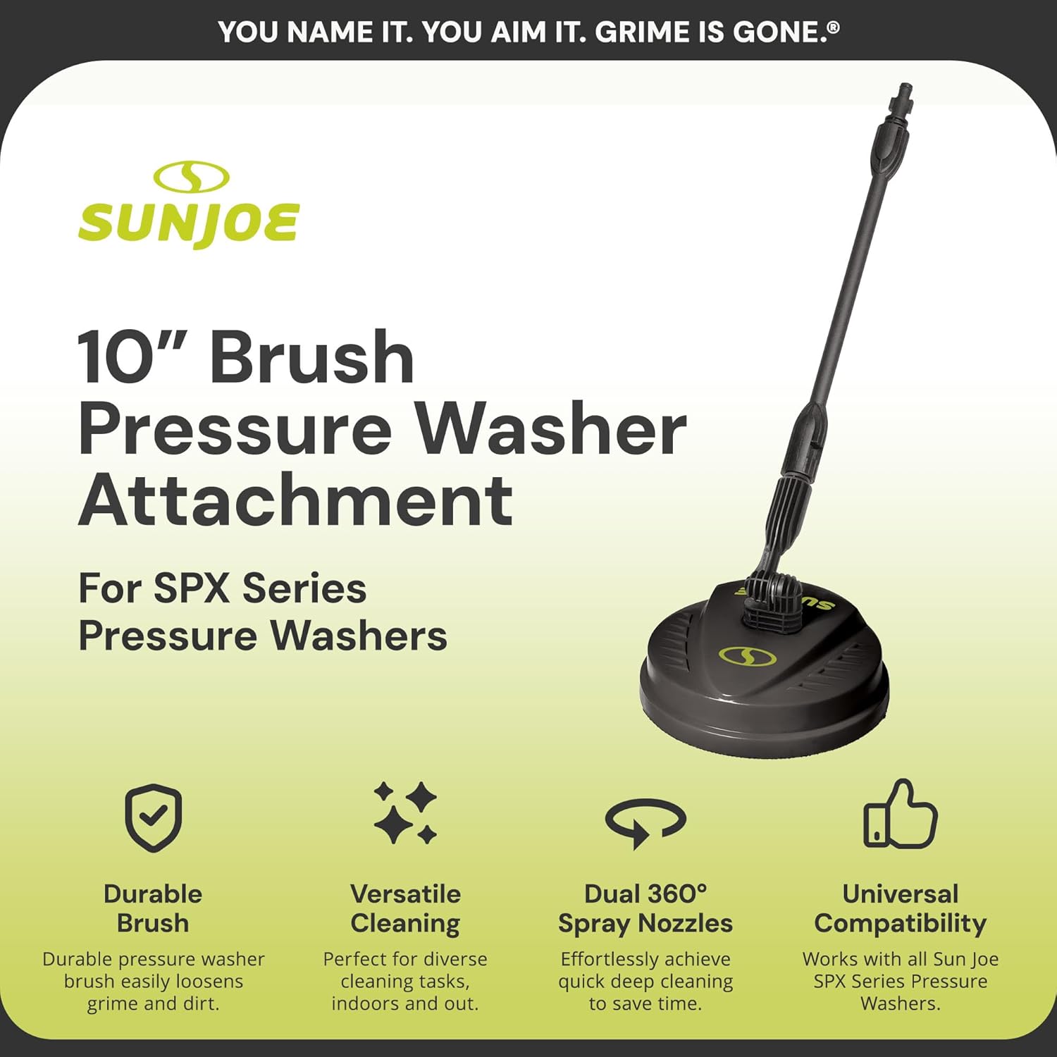Su Jo 10-Inc Multi-Surfac Pressur Washe Cleane Attachmen wit Dua 360 Rotatin Spra Nozzle Deck Patio Drivewa Garag Cleanin fo SP Serie Pressur Washers SPX-PCA10