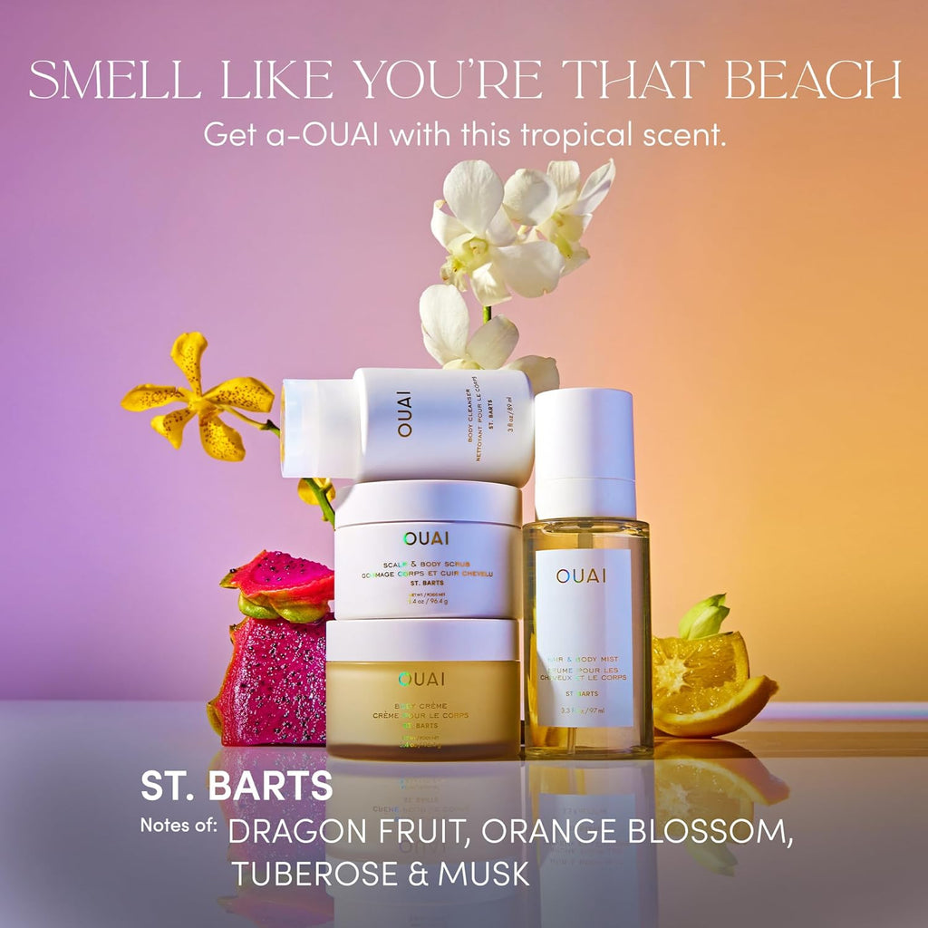 OUAI Body Creme, St. Barts Travel Size - Hydrating Whipped Body Cream with Cupua?u Butter, Coconut Oil & Squalane - Softens Skin & Delivers Radiant Glow - Sulfate-Free Skin Care (3.4 oz)