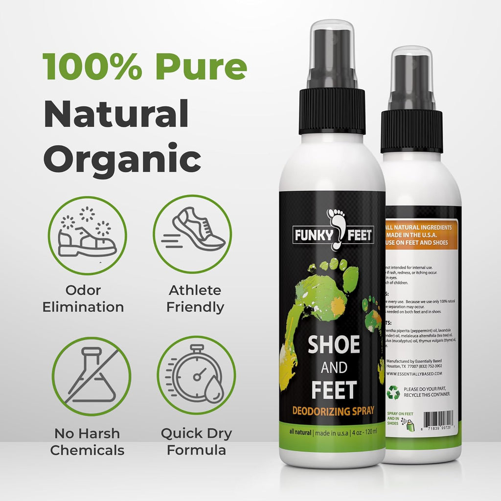 Sho Deodorize Spra Foo Spra 4o Foo Deodoran Extr Strengt Sho Odo Eliminatio Essentia Oil Blen fo Sweat Fee 100 Natura an Organi Mad i USA