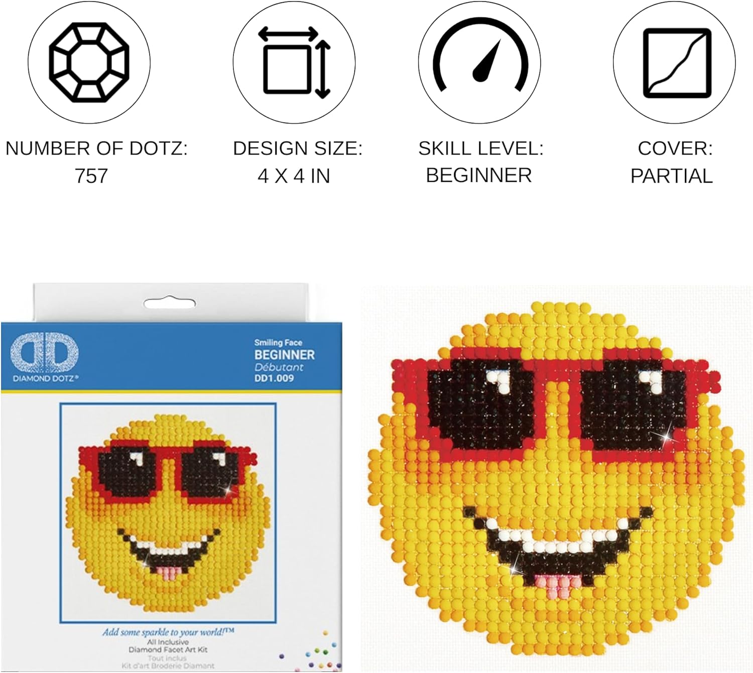 DIAMON DOT Smilin Fac Emoj Diamon Paintin Kit fo Adult Diamon Ar Kit Relaxin Creativ Craf Ki wit Dot Gem 4.2inchx4.2inch
