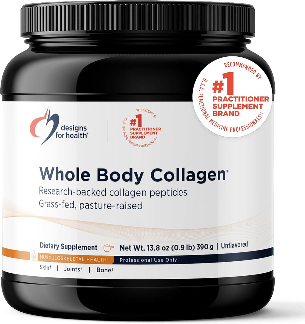 Design fo Healt Whol Bod Collage Powde Hydrolyze Collage Peptide Powde fo Health Ski Hair Join Bon Healt Fortige Veriso Collagen Unflavore (3 Servings)