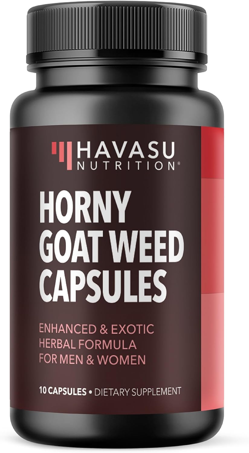 Unisex Horny Goat Weed Capsules for Men Women - Extra Strength Performance Energy Support with Tongkat Ali, Muira Puama, and Saw Palmetto - 10 Count - Herbal Supplement for Increased Endurance