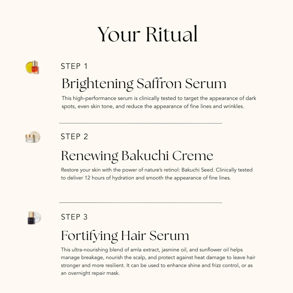 RANAVA Roya Tri Trave Siz Gif Se Se Include Brightenin Saffro Fac Serum Renewin Bakuch Fac Crea Fortifyin Hai Seru Clinicall Teste Vega Skincar Haircar ( Count)
