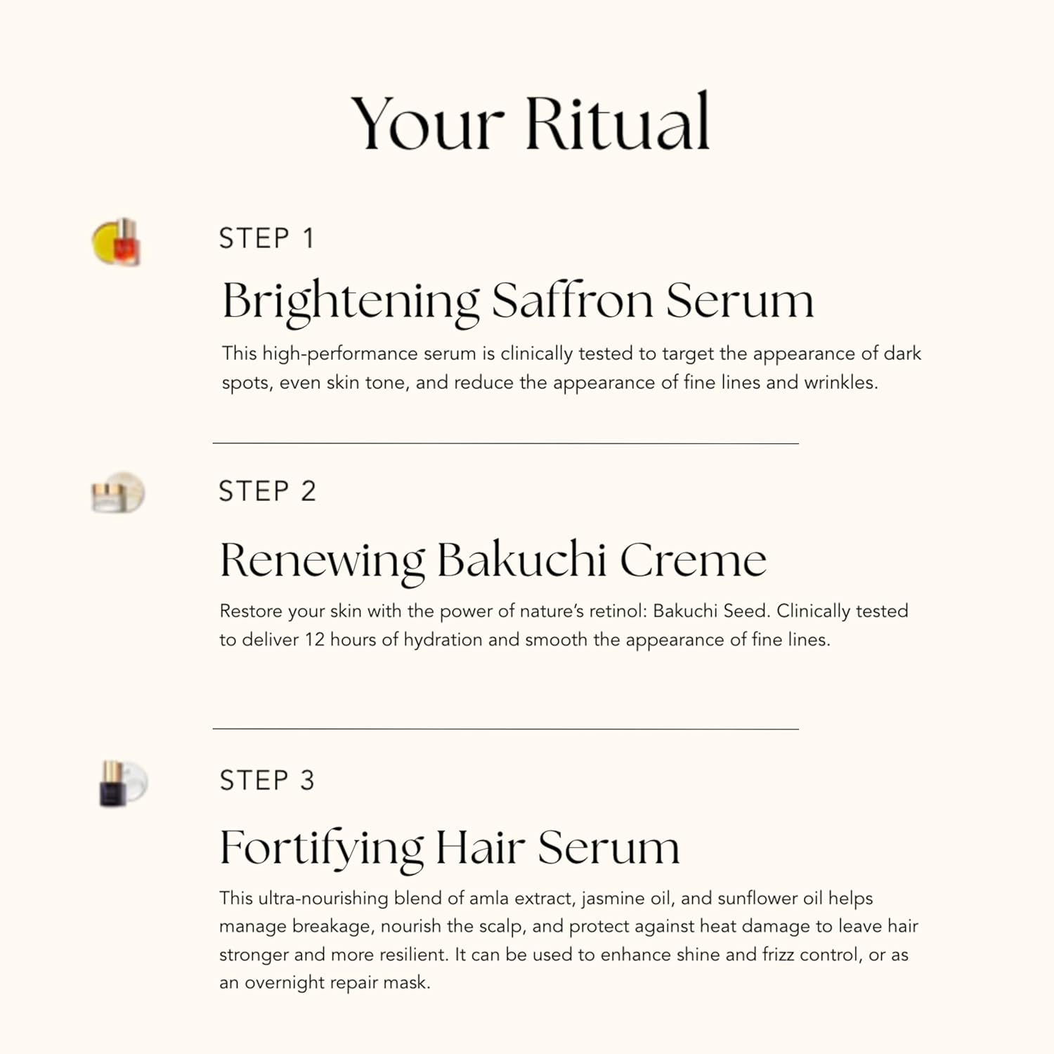RANAVA Roya Tri Trave Siz Gif Se Se Include Brightenin Saffro Fac Serum Renewin Bakuch Fac Crea Fortifyin Hai Seru Clinicall Teste Vega Skincar Haircar ( Count)