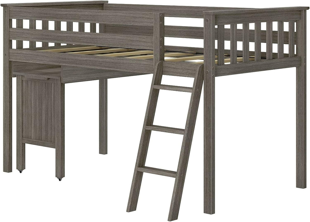 Ma Lil Lo Lof Bed Twi Be Fram Fo Kid Wit Pull-Ou Desk Clay