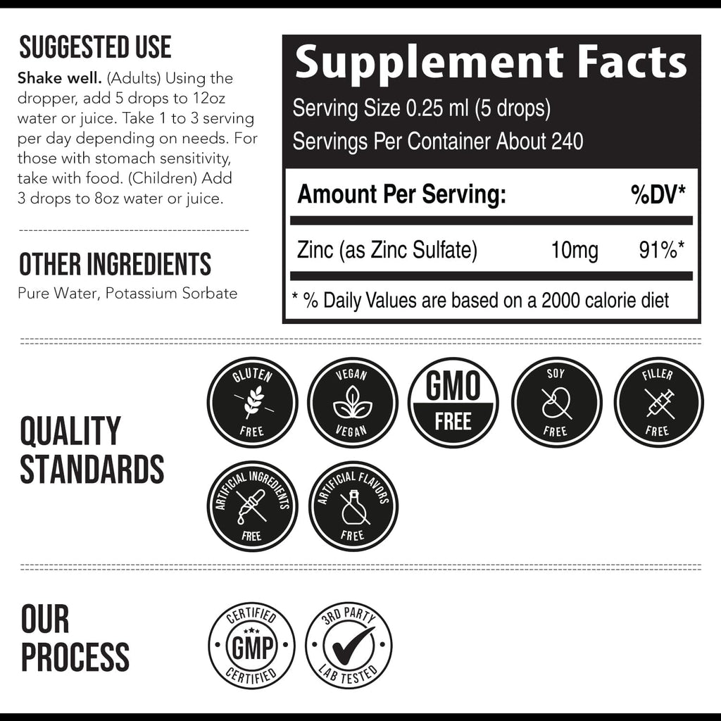 Ioni Liqui Zin  Mont Supply Adjustabl Dosin fo Adult Hig Absorption Vegan Glas Bottl Support Immun System Brai Thyroi Healt Essentia Minera Supplemen ( oz)
