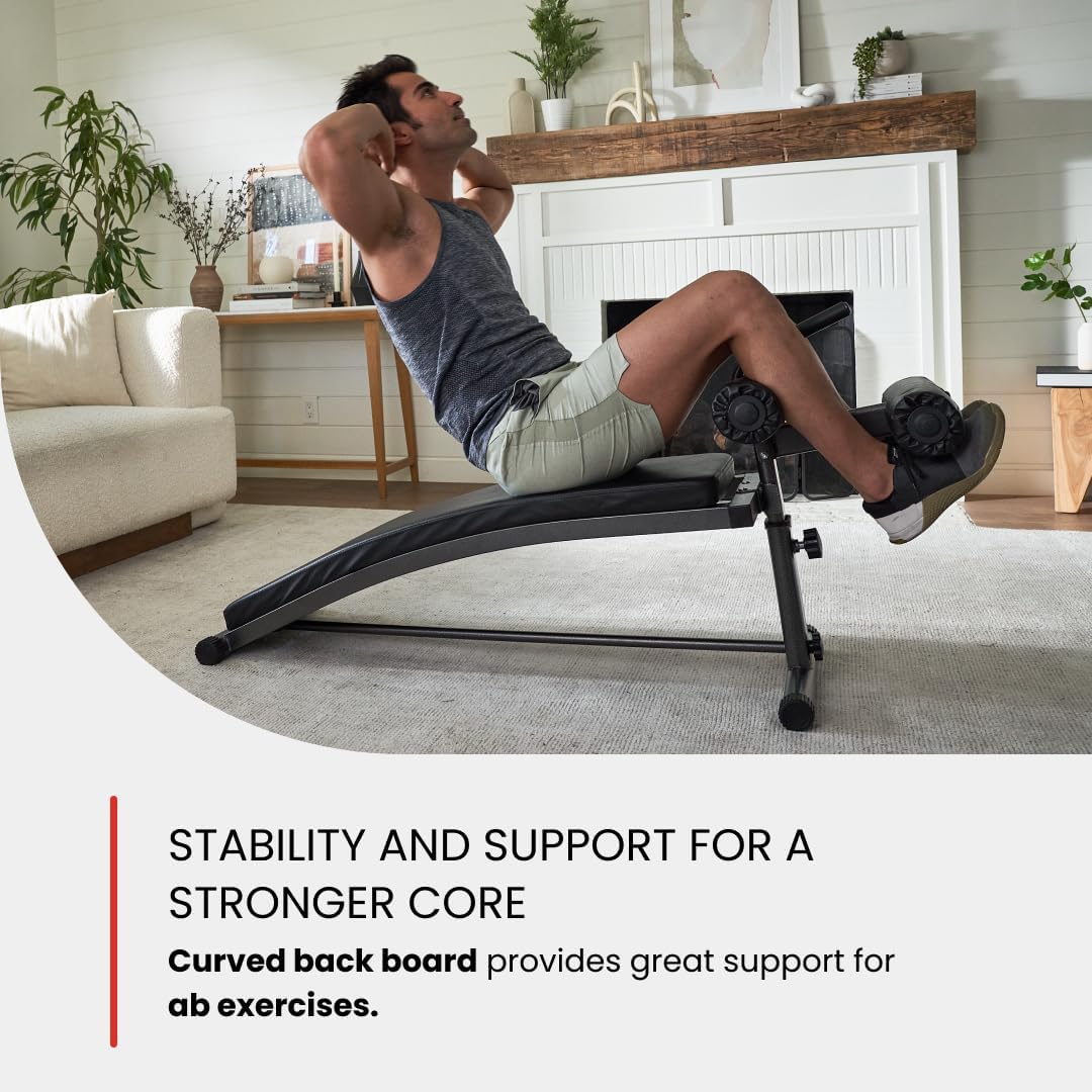 Finer Form Gym-Quality Adjustable Sit Up Ab Bench Decline Weight Bench for Home Gym Strength Training.