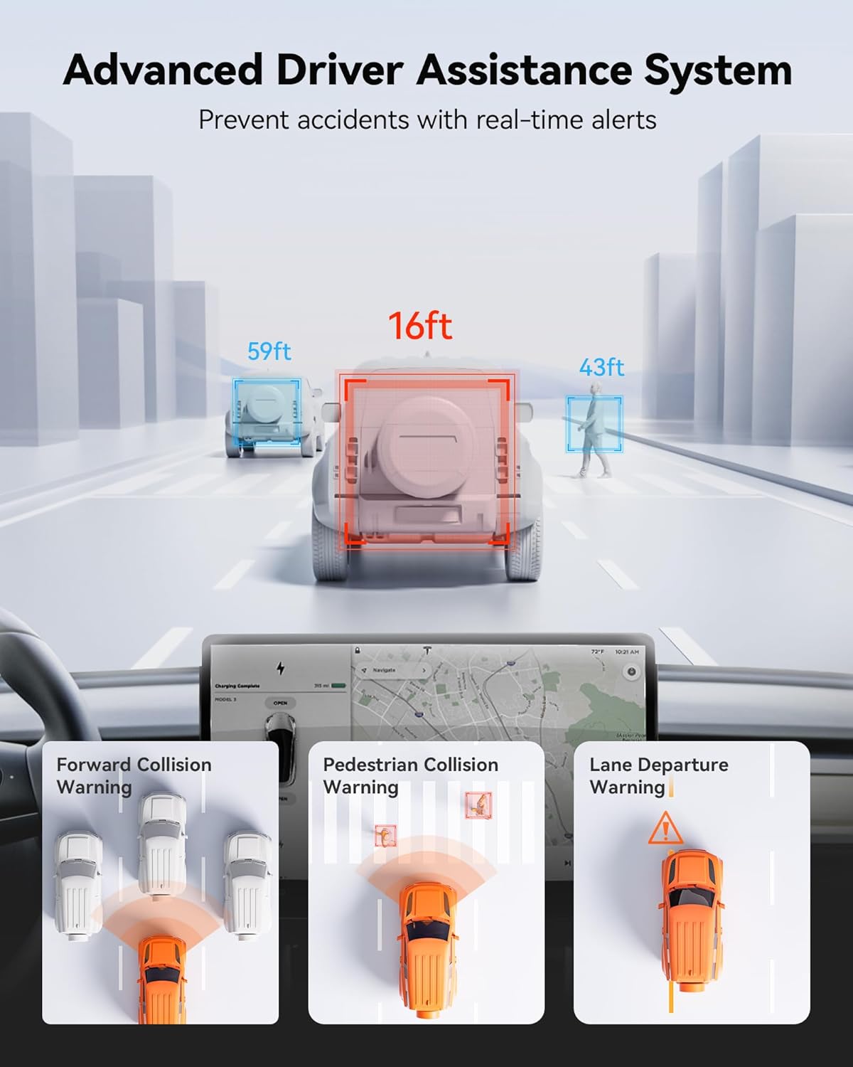 WOLFBO G85 PR 4 Mirro Das Ca wit ADA an BSD Smar Rea Vie Mirro wit 5.8GH WiFi Voic Control 1 inche Camer Include 64G Card GPS G-Sensor Loo Recording