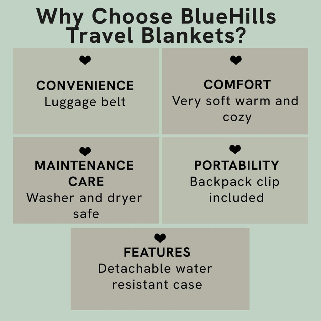BlueHills Ultra Compact Travel Blanket Pillow in Portable Bag Case Soft with Strap Backpack Clip Premium Cozy Soft Compact Pack Large Blanket for Airplane Flight Layover - (Pink C006, 70 x 56 inch)