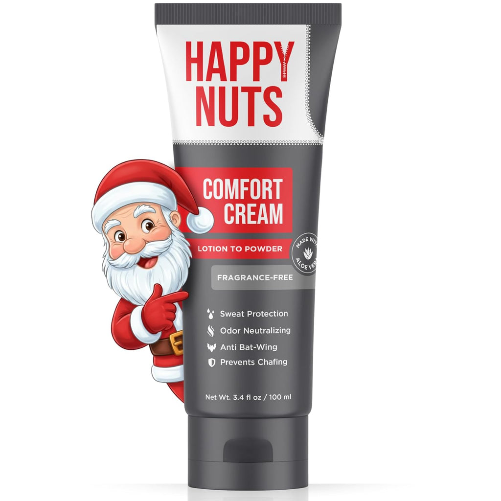 HAPPY NUTS Comfort Cream Deodorant For Men: Anti-Chafing Sweat Defense, Odor Control, Aluminum-Free Mens Deodorant Hygiene Products for Men's Private Parts 3.4 Fl Oz (1 Pack), Fragrance-Free